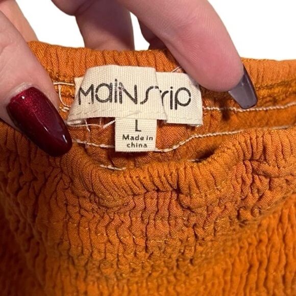 Main Strip- Women’s Golden Mustard Maggie Festival Smocked Jumpsuit Wide Leg, Lg - Picture 3 of 16